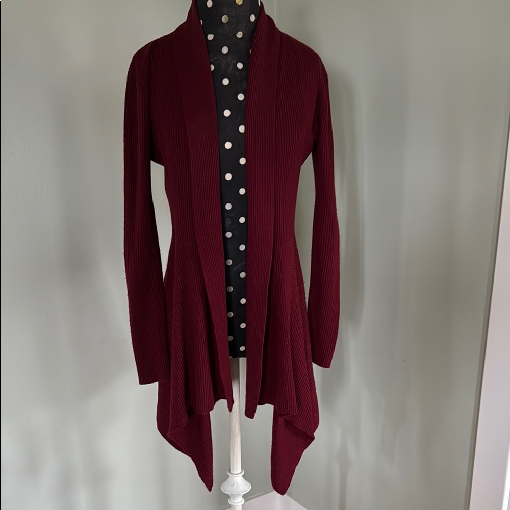 Elegant Burgundy Open-Front Sweater